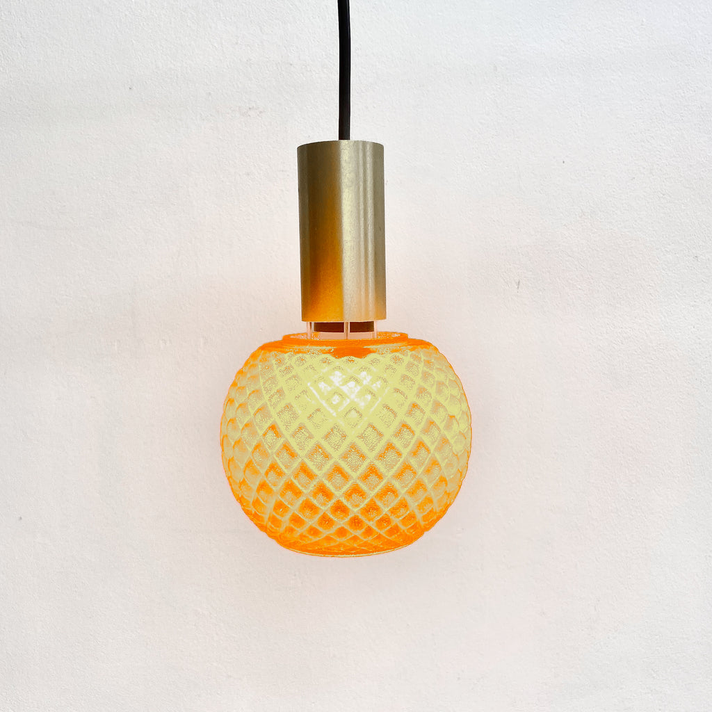 Retro Mid Century Orange Glass Pendant Light