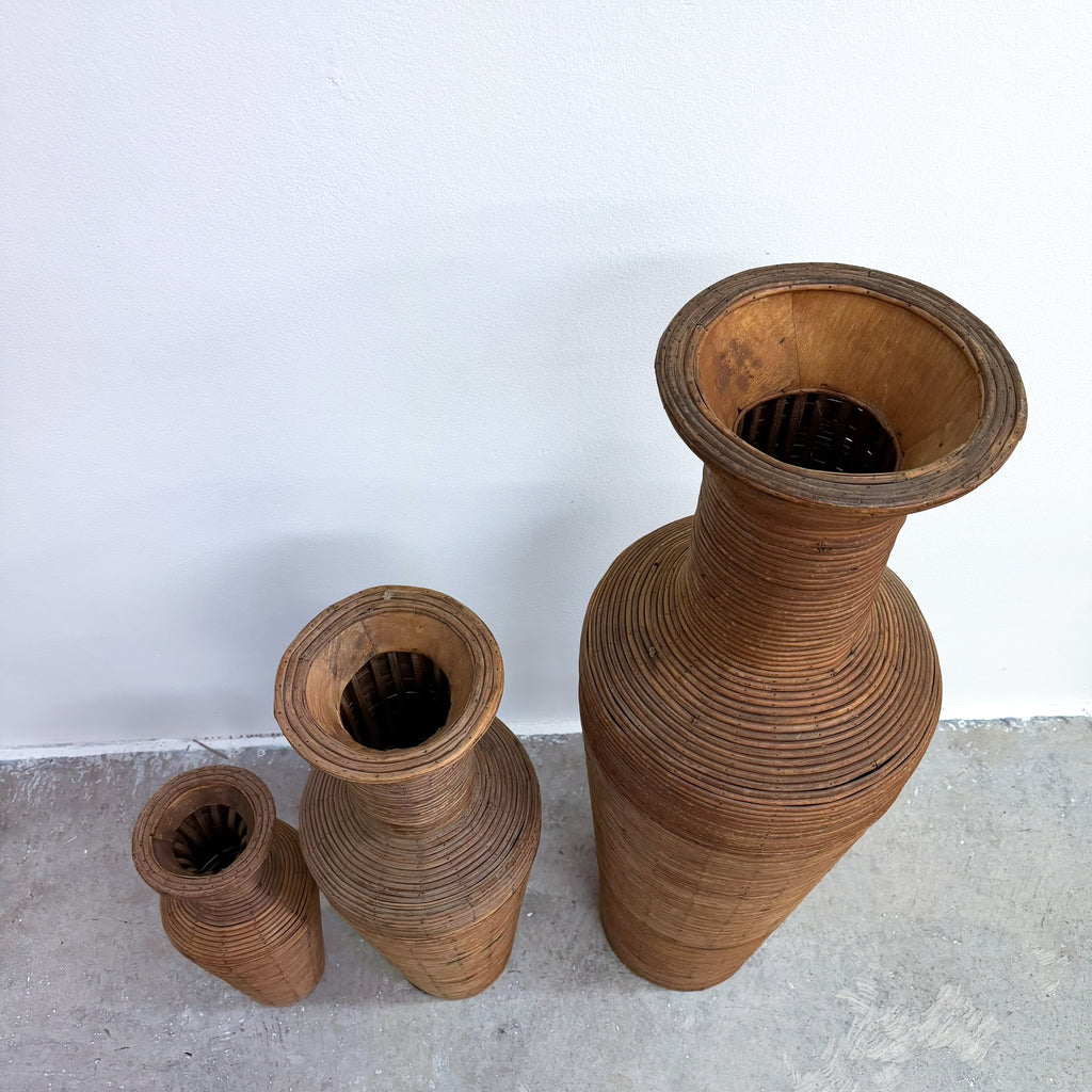 Set Of 3 Pencil Cane Vases