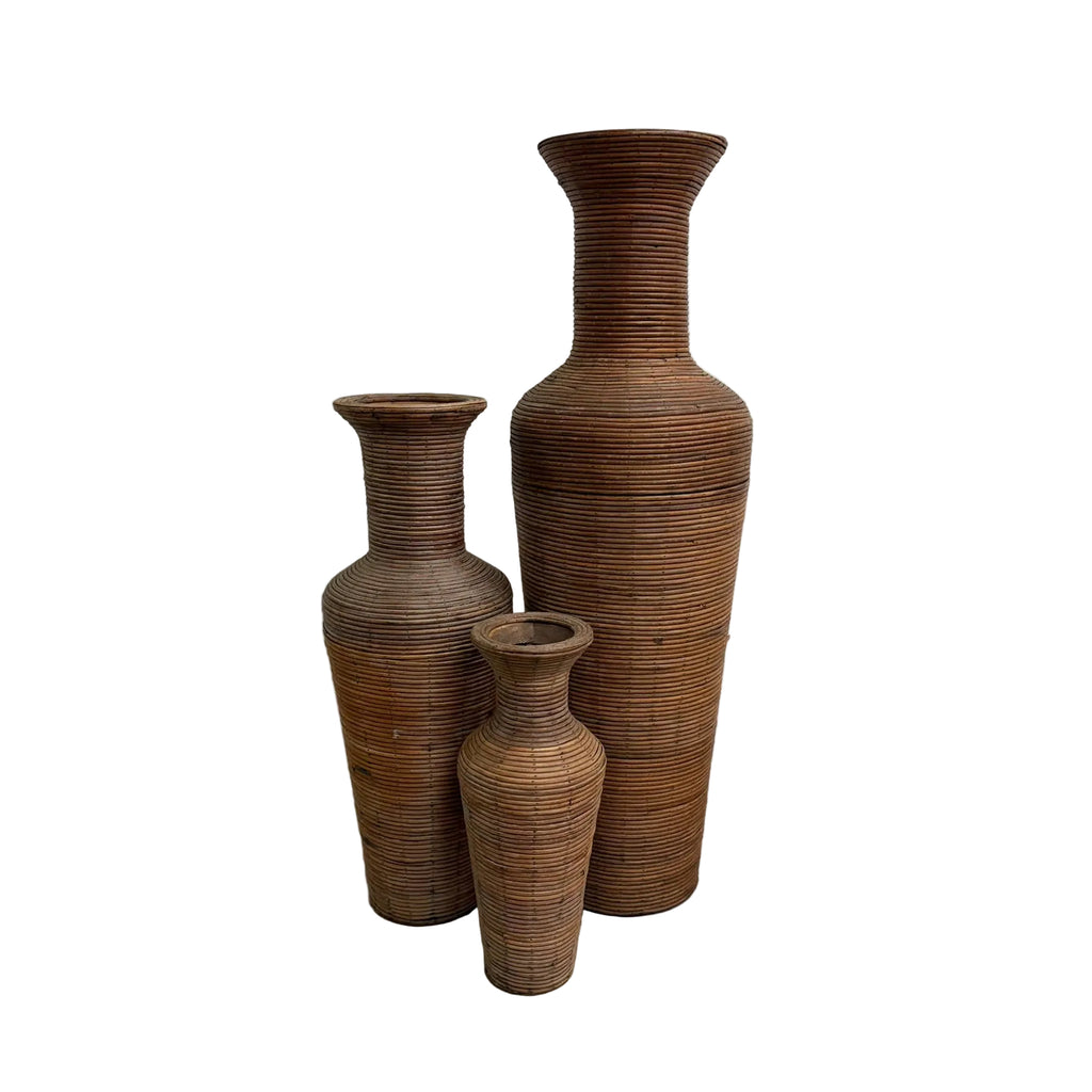 Set Of 3 Pencil Cane Vases