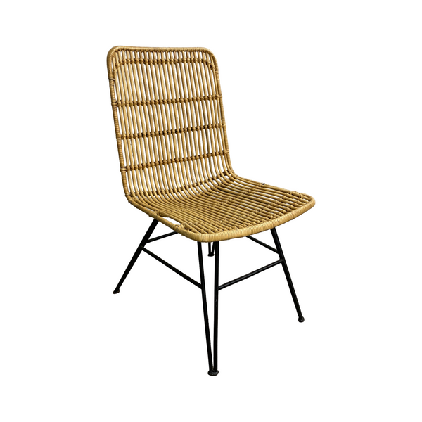 Set Of 4 Cane And Metal Rod Dining Chairs