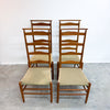 Set Of 4 Mid Century Shaker Style Dining Chairs With Woven Seat
