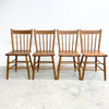 Set Of 4 Rustic Farmhouse Pressed Pattern And Spindle Back Pine Kitchen Chairs