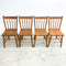 Set Of 4 Rustic Farmhouse Pressed Pattern And Spindle Back Pine Kitchen Chairs