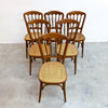 Set Of 6 Mid Century Bentwood And Rattan Dining Chairs By Ligna