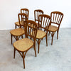 Set Of 6 Mid Century Bentwood And Rattan Dining Chairs By Ligna