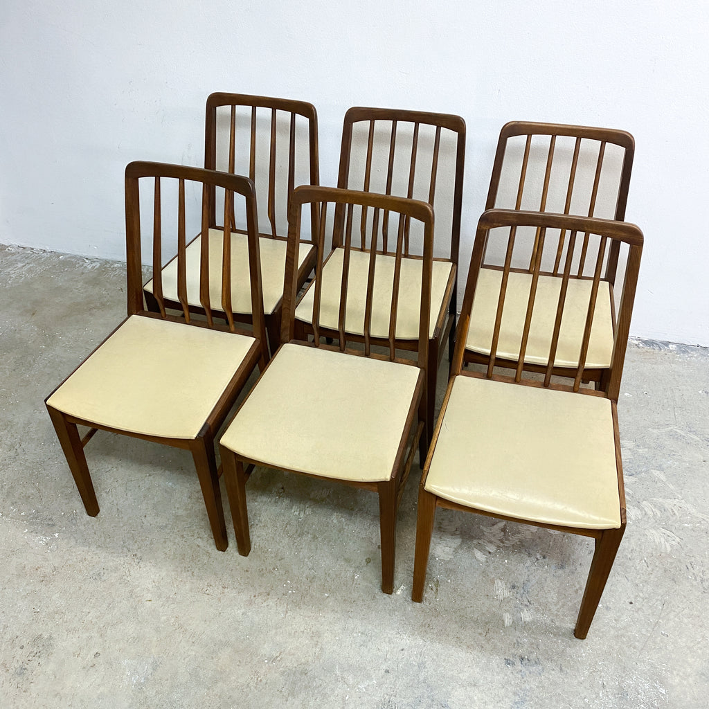 Set Of 6 Mid Century TH Brown Blackwood Dining Chairs