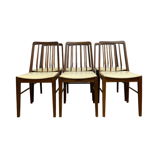 Set Of 6 Mid Century TH Brown Blackwood Dining Chairs