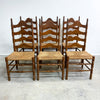 Set Of 6 Vintage Rustic Farmhouse Rush Seat Ladderback Dining Chairs 