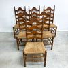 Set Of 6 Vintage Rustic Farmhouse Rush Seat Ladderback Dining Chairs 