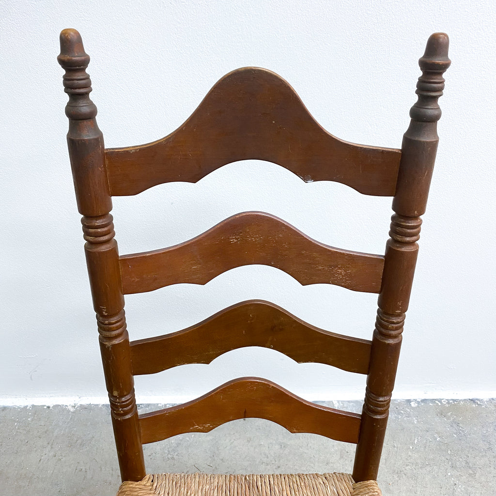 Set Of 6 Vintage Rustic Farmhouse Rush Seat Ladderback Dining Chairs 