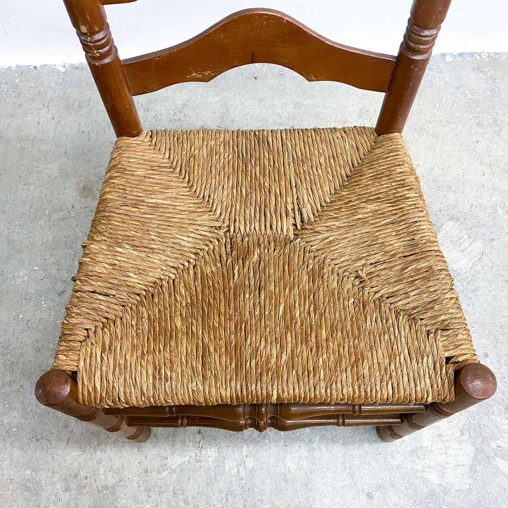 Set Of 6 Vintage Rustic Farmhouse Rush Seat Ladderback Dining Chairs 