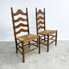 Set Of 6 Vintage Rustic Farmhouse Rush Seat Ladderback Dining Chairs 
