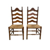 Set Of 6 Vintage Rustic Farmhouse Rush Seat Ladderback Dining Chairs 