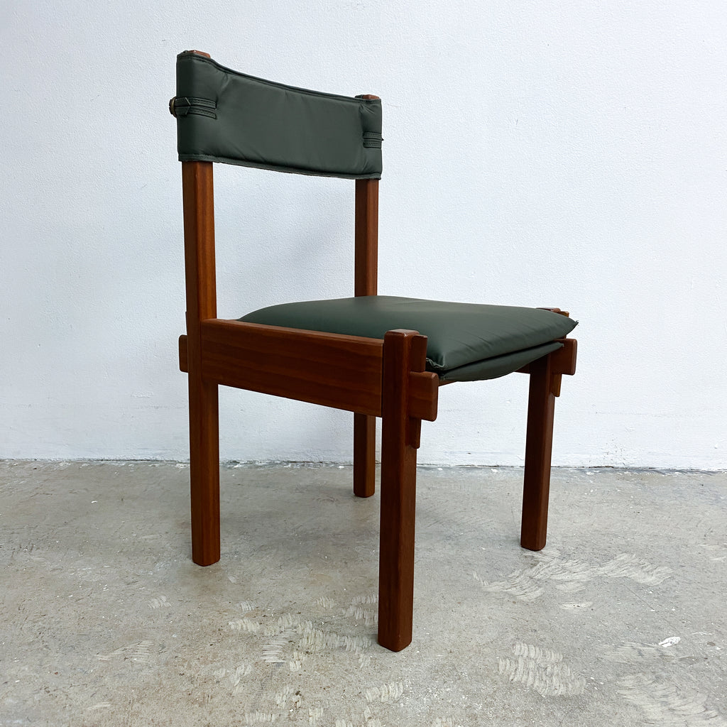 Set Of Six Australian Rosewood And Green Leather Dining Chairs By Jeremy Griffith