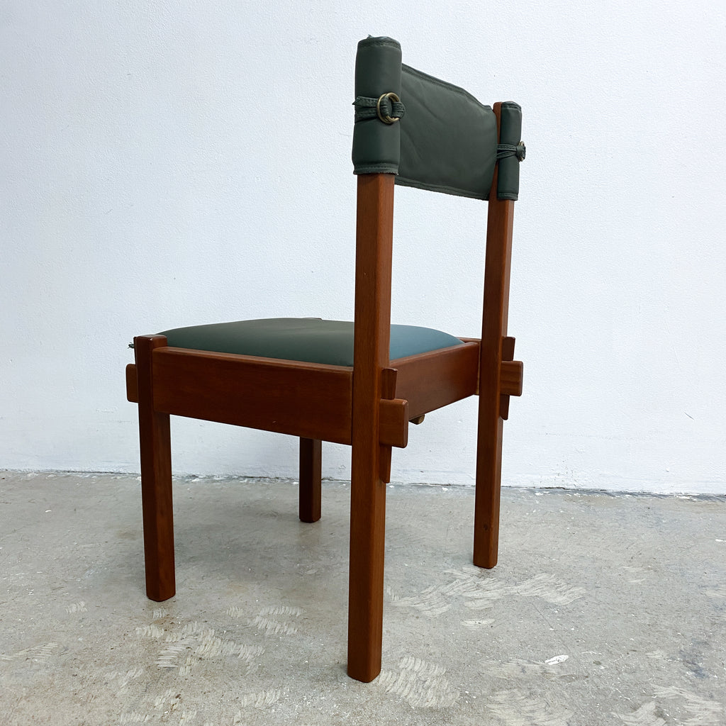 Set Of Six Australian Rosewood And Green Leather Dining Chairs By Jeremy Griffith