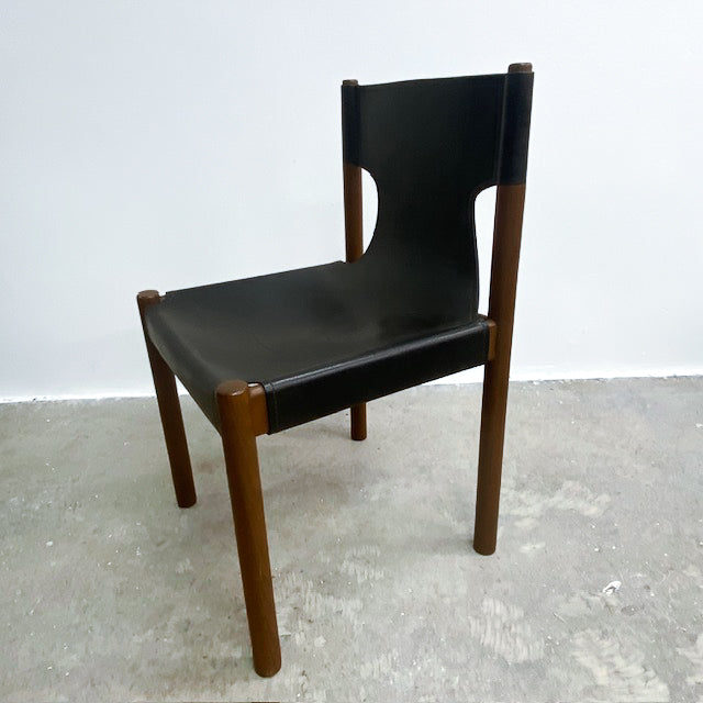 Set Of Six Fler 'Flervilla' Black Leather Sling Chairs
