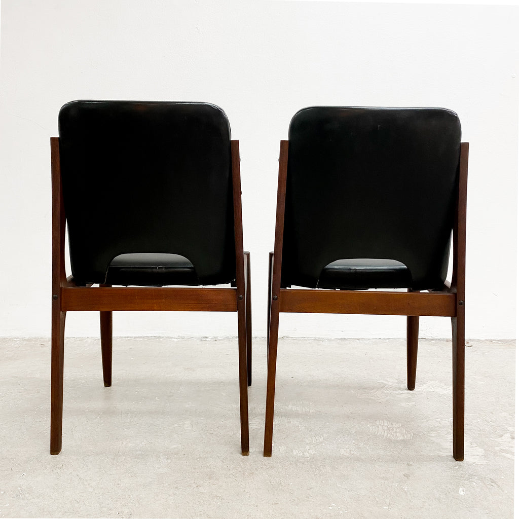 Set Of Six Mid Century Vinyl CRO Furniture Dining Chairs