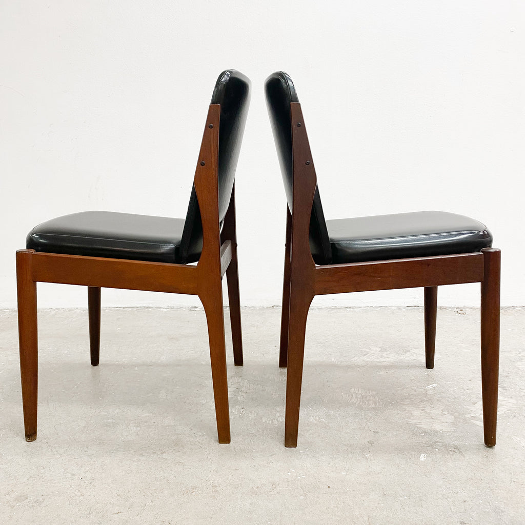 Set Of Six Mid Century Vinyl CRO Furniture Dining Chairs