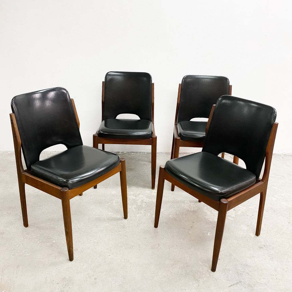 Set Of Six Mid Century Vinyl CRO Furniture Dining Chairs