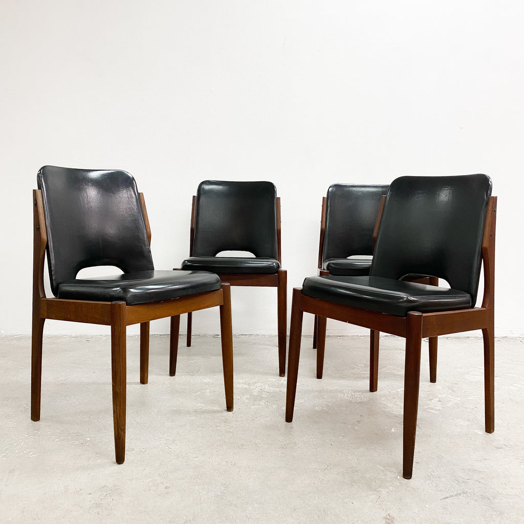 Set Of Six Mid Century Vinyl CRO Furniture Dining Chairs
