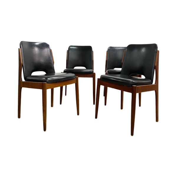 Set Of Six Mid Century Vinyl CRO Furniture Dining Chairs