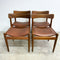 Set of 4 Mid Century Teak Parker 'Nordic' Dining Chairs With Original Leather Seats