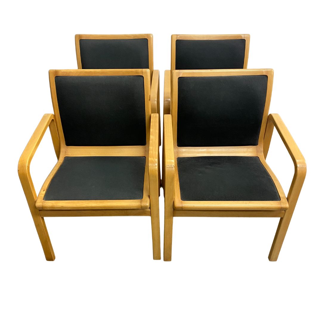 Set of Four Beech European 1960's/70's Chairs