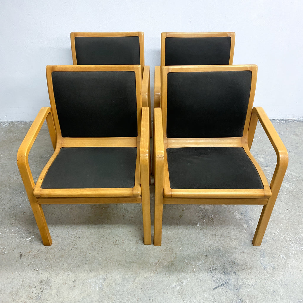 Set of Four Beech European 1960's/70's Chairs