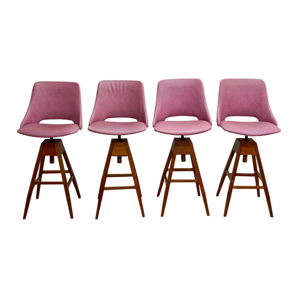 Set of Four Burgess Mid Century Swivel Bar Stools