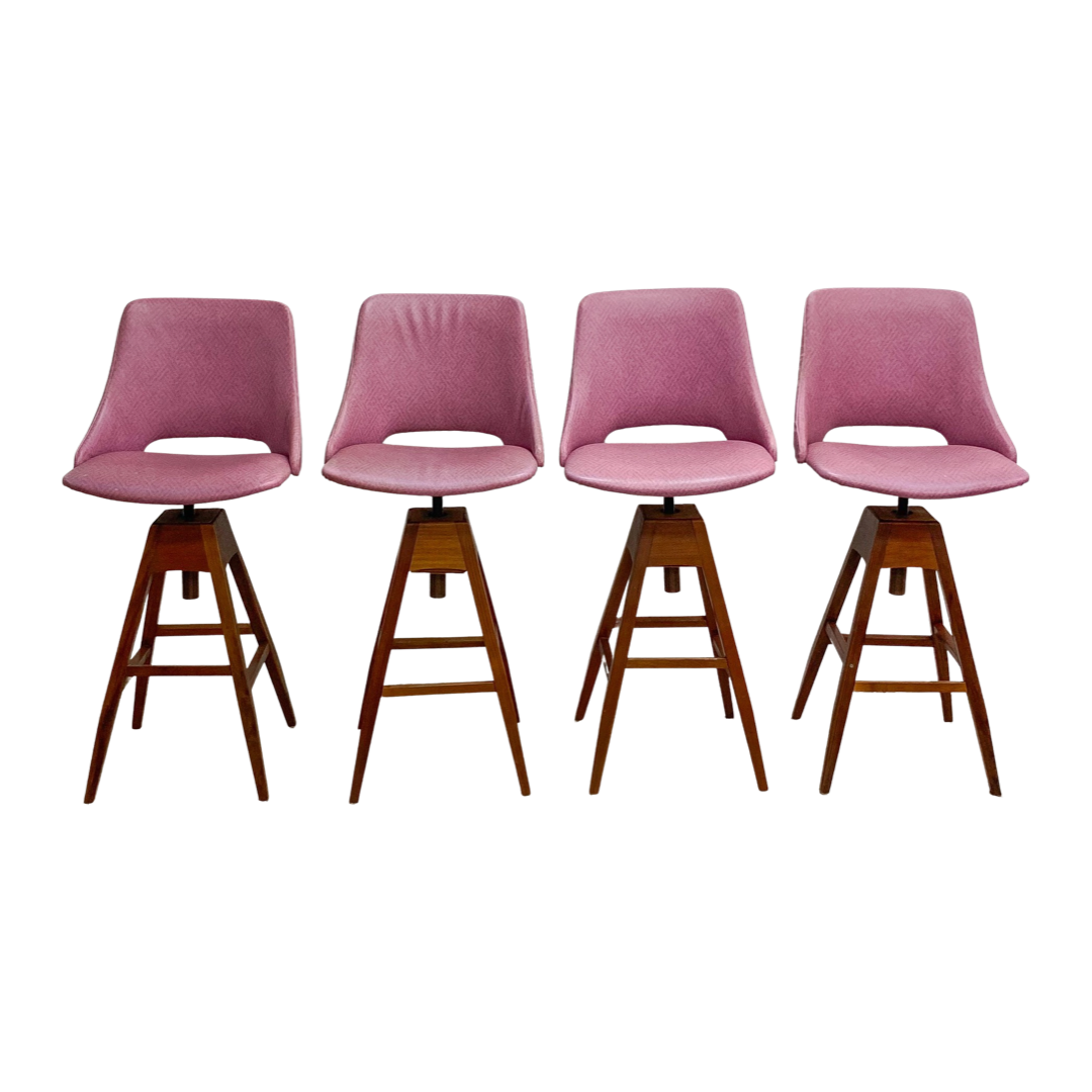 Set of Four Mid Century Swivel Bar Stools The Design Ark