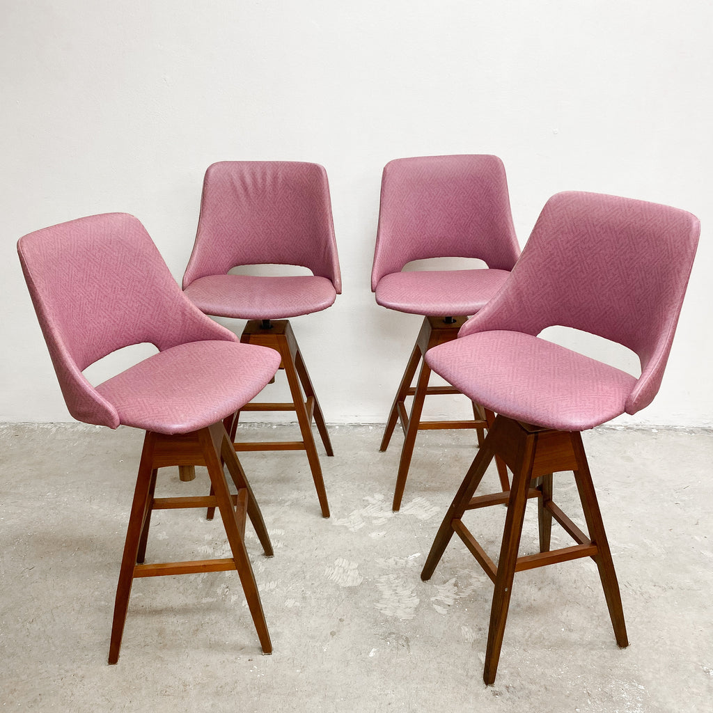 Set of Four Burgess Mid Century Swivel Bar Stools