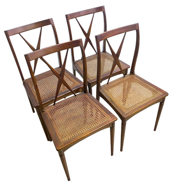 Set of Four John Duffecy Mid Century Cross Back Dining Chairs