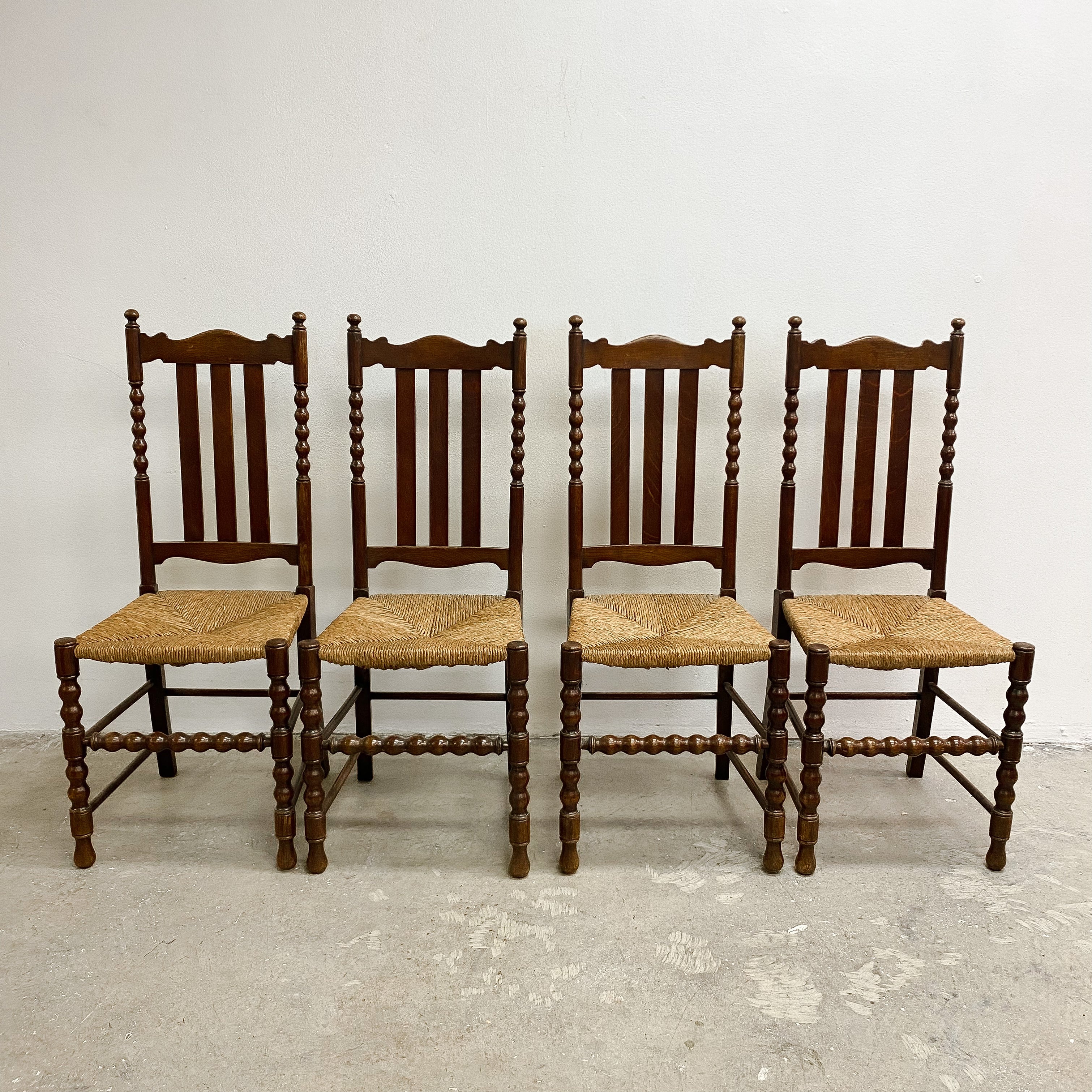 Set of Four Vintage Rush Seat Oak Dining Chairs– The Design Ark