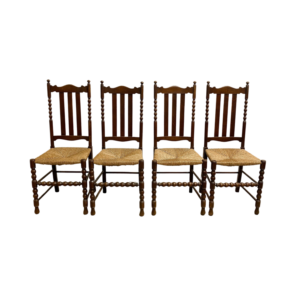 Set of Four Rush Seat Dining Chairs
