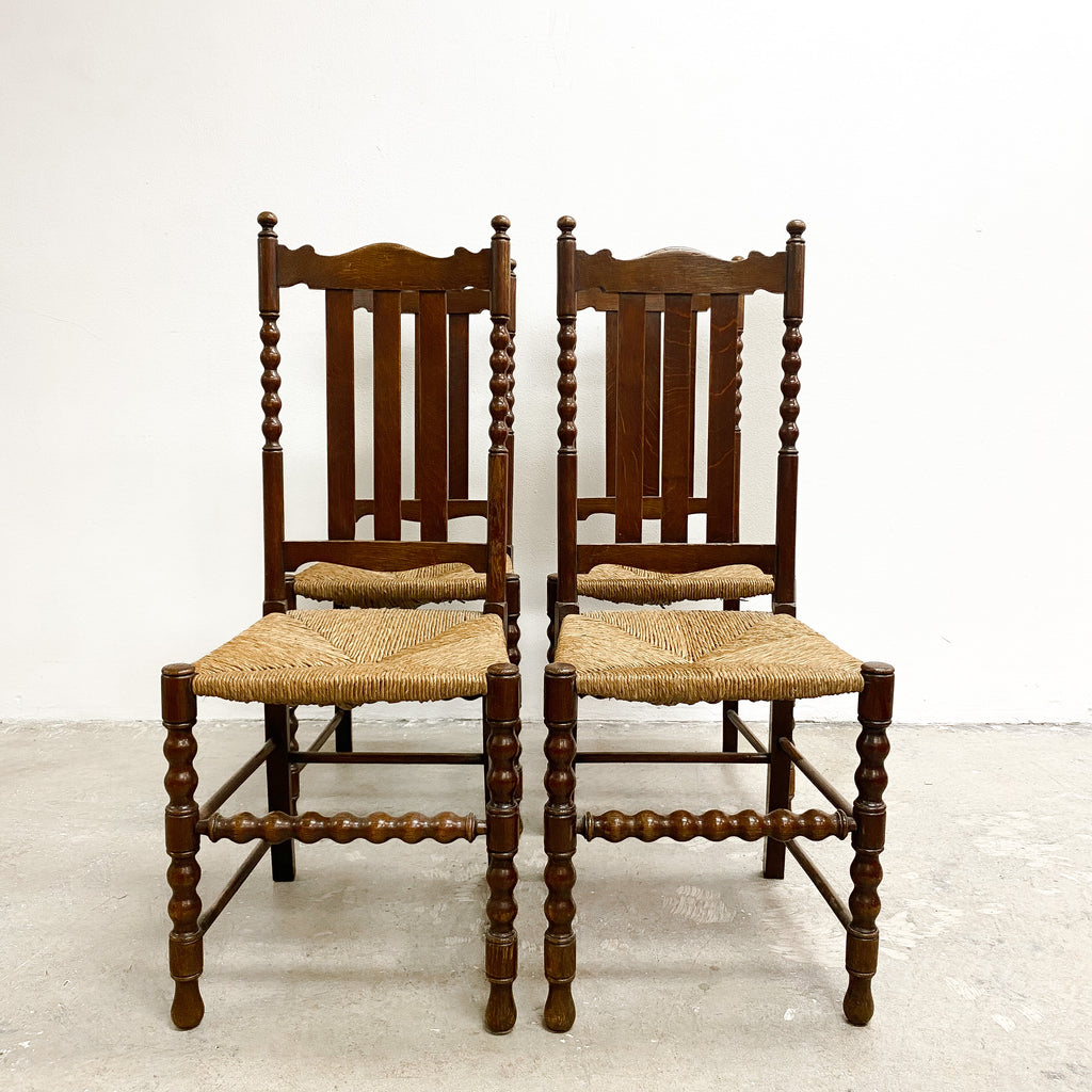 Set of Four Rush Seat Dining Chairs