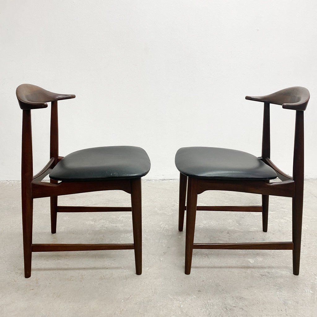 Set of 6 Early Mid Century Danish Afromosia "Cow Horn" Dining Chairs