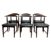 Set of 6 Early Mid Century Danish Afromosia "Cow Horn" Dining Chairs