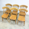 Set of Six Vintage Rustic Elm Kitchen Dining Chairs
