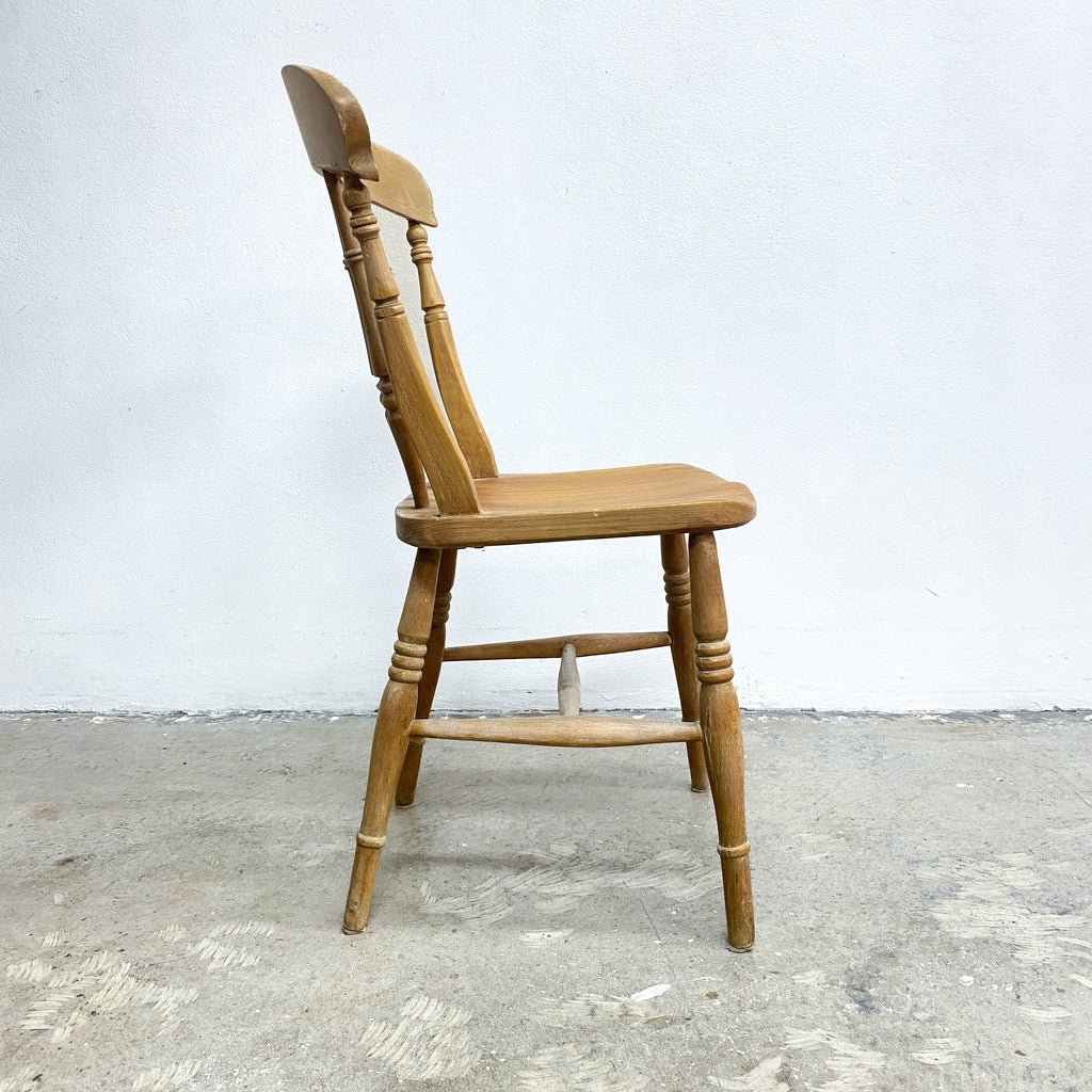 Set of Six Vintage Rustic Elm Kitchen Dining Chairs