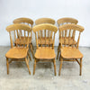 Set of Six Vintage Rustic Elm Kitchen Dining Chairs