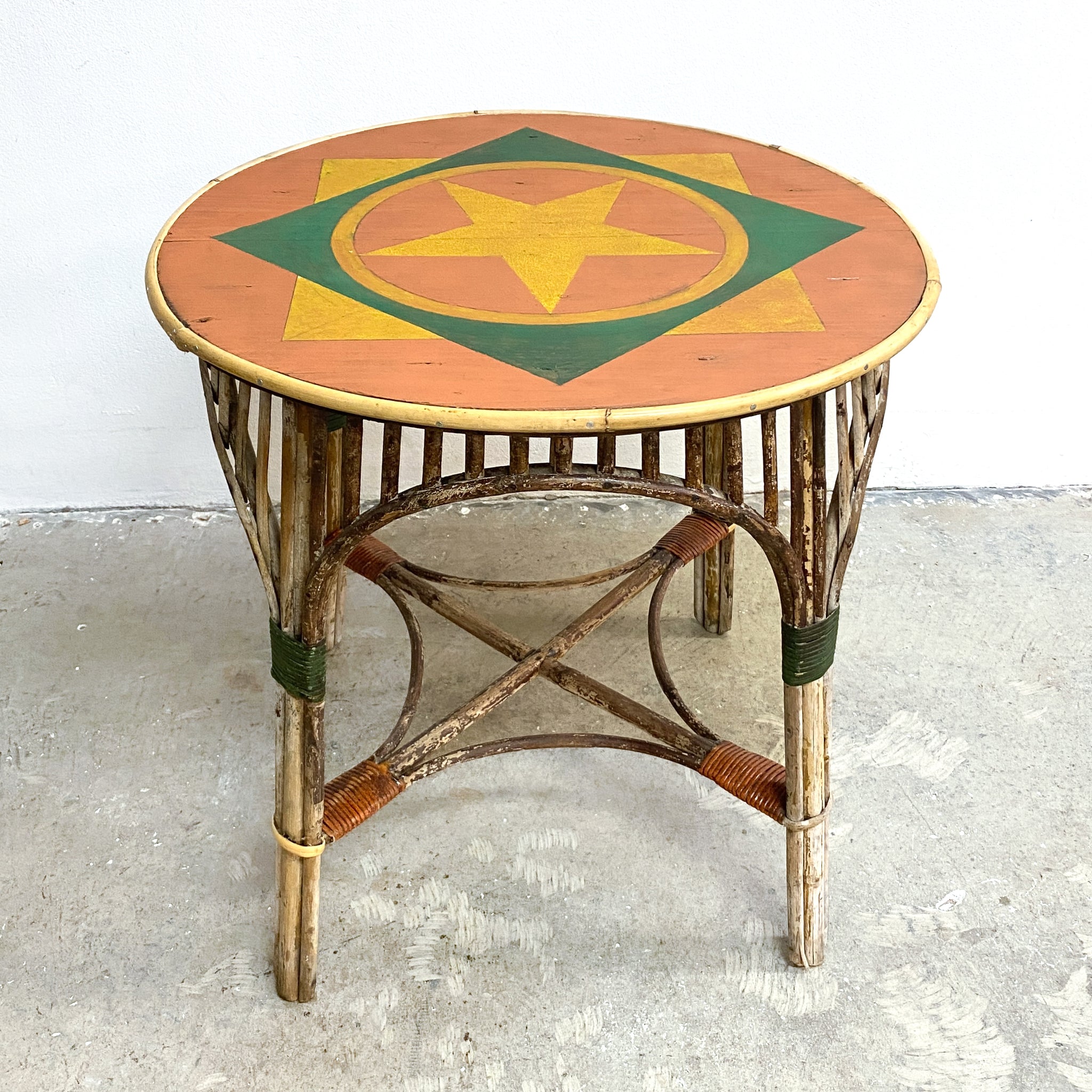 Split Cane Patio Table Circa 1930's Restored With Patina– The Design Ark
