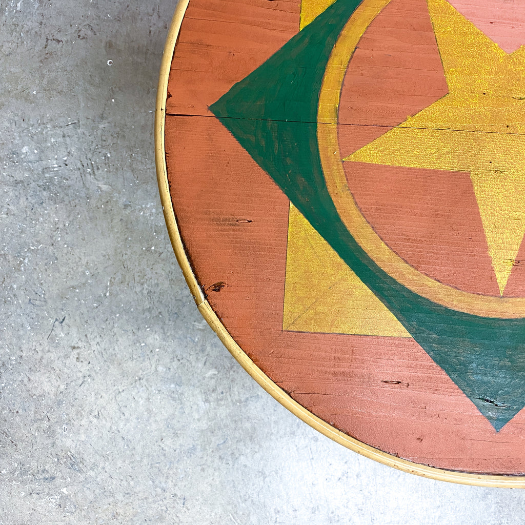 Split Cane Patio Table Circa 1930's Restored With Patina