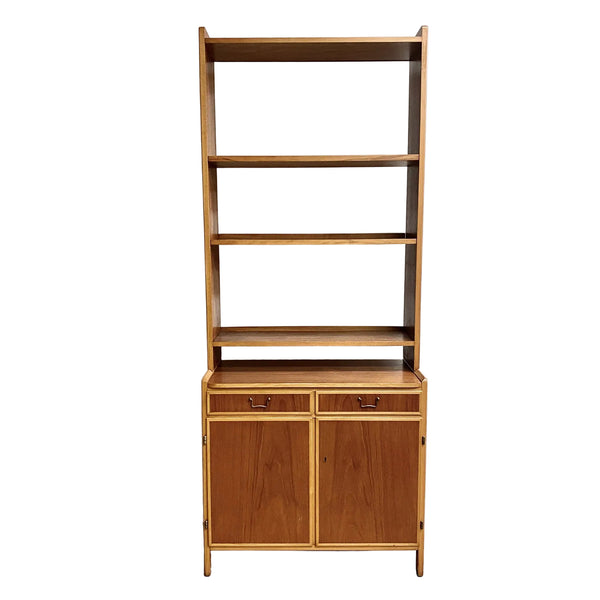 Swedish Teak and Beech 2 Door Book Shelves & Cabinet