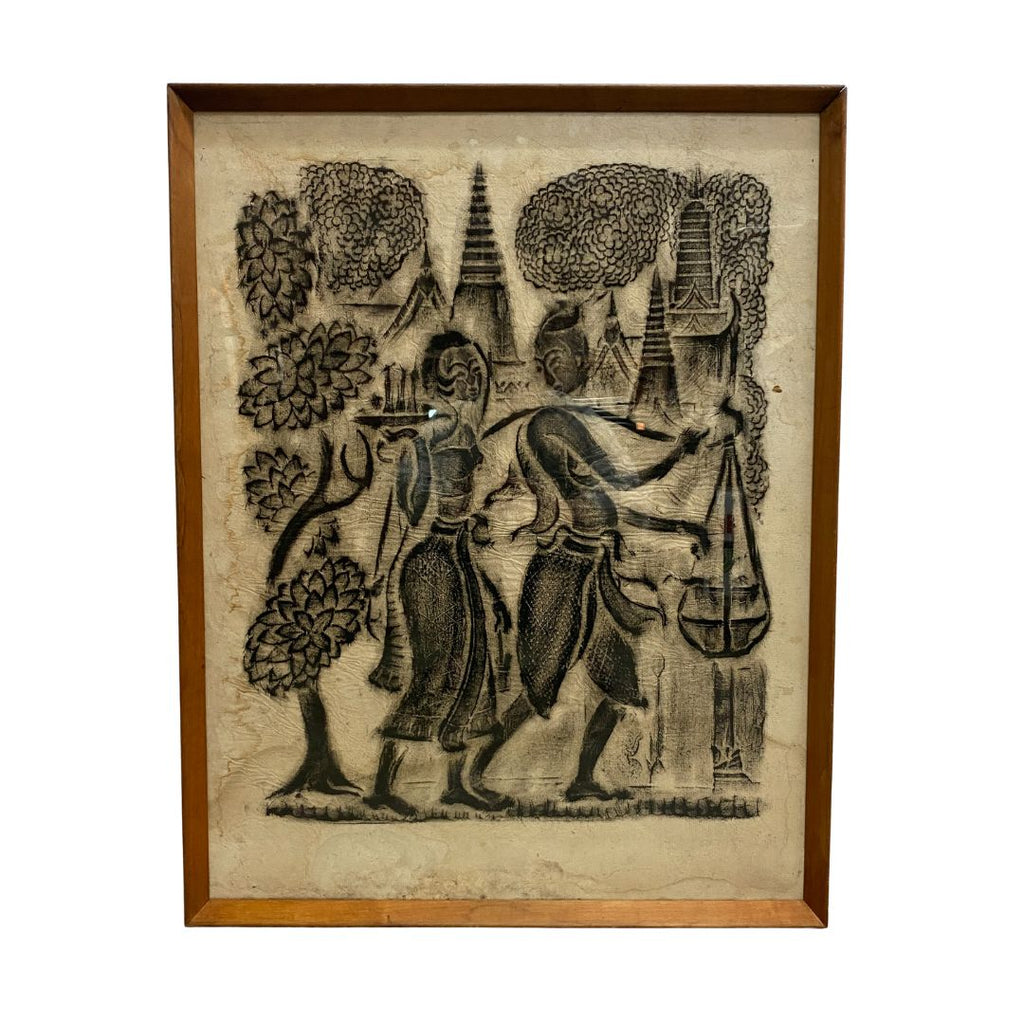 Thai Temple Rubbing Circa 1950 1960's