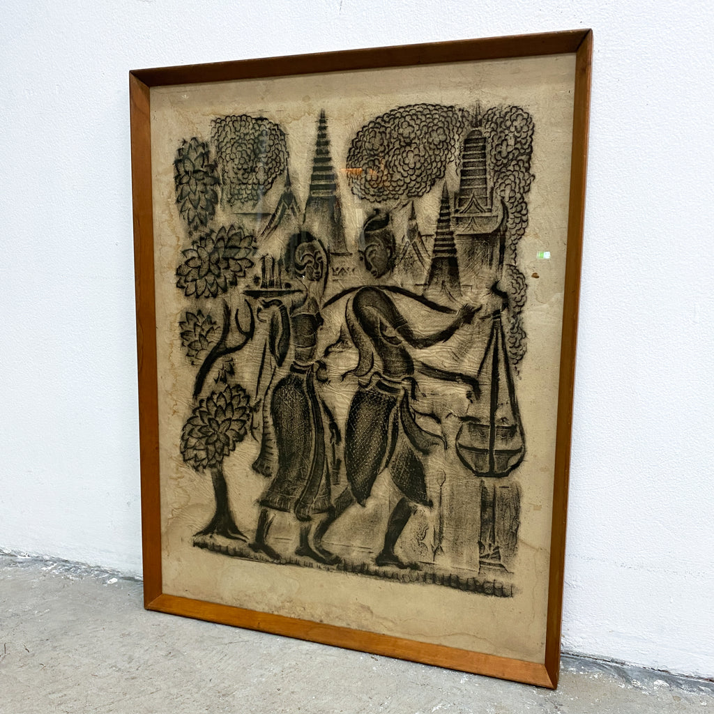 Thai Temple Rubbing Circa 1950 1960's