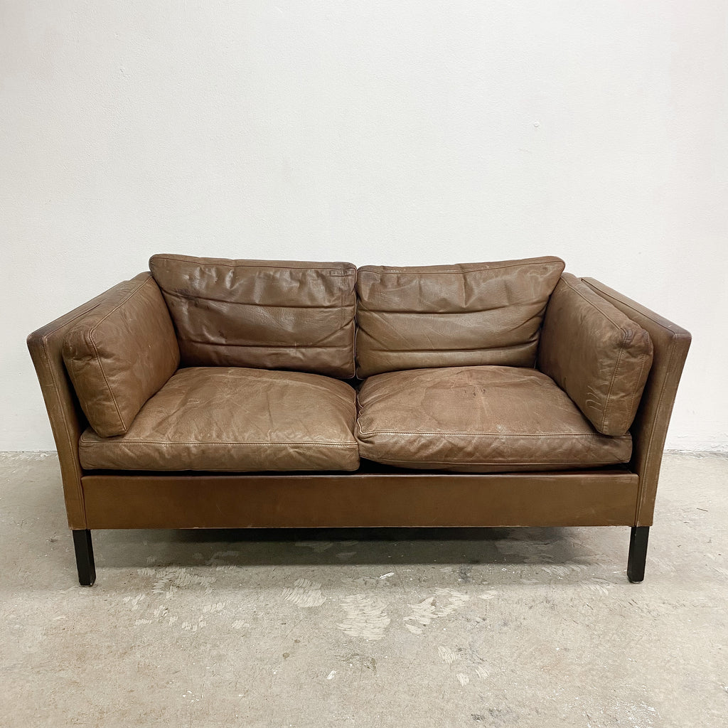 Vintage Two Seater Soft Leather Sofa From Denmark
