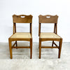 Unique Rare Pair Of European Oak Dining Chairs