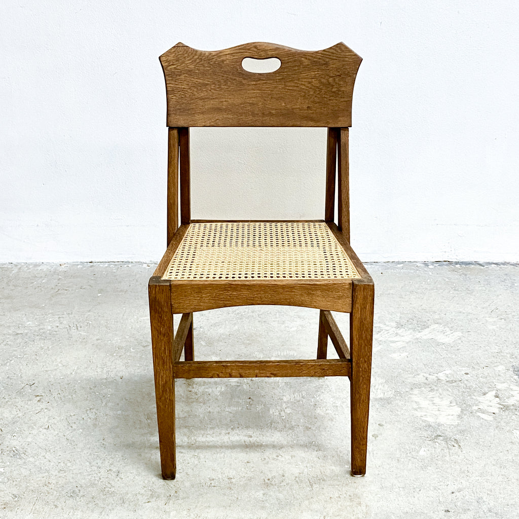 Unique Rare Pair Of European Oak Dining Chairs