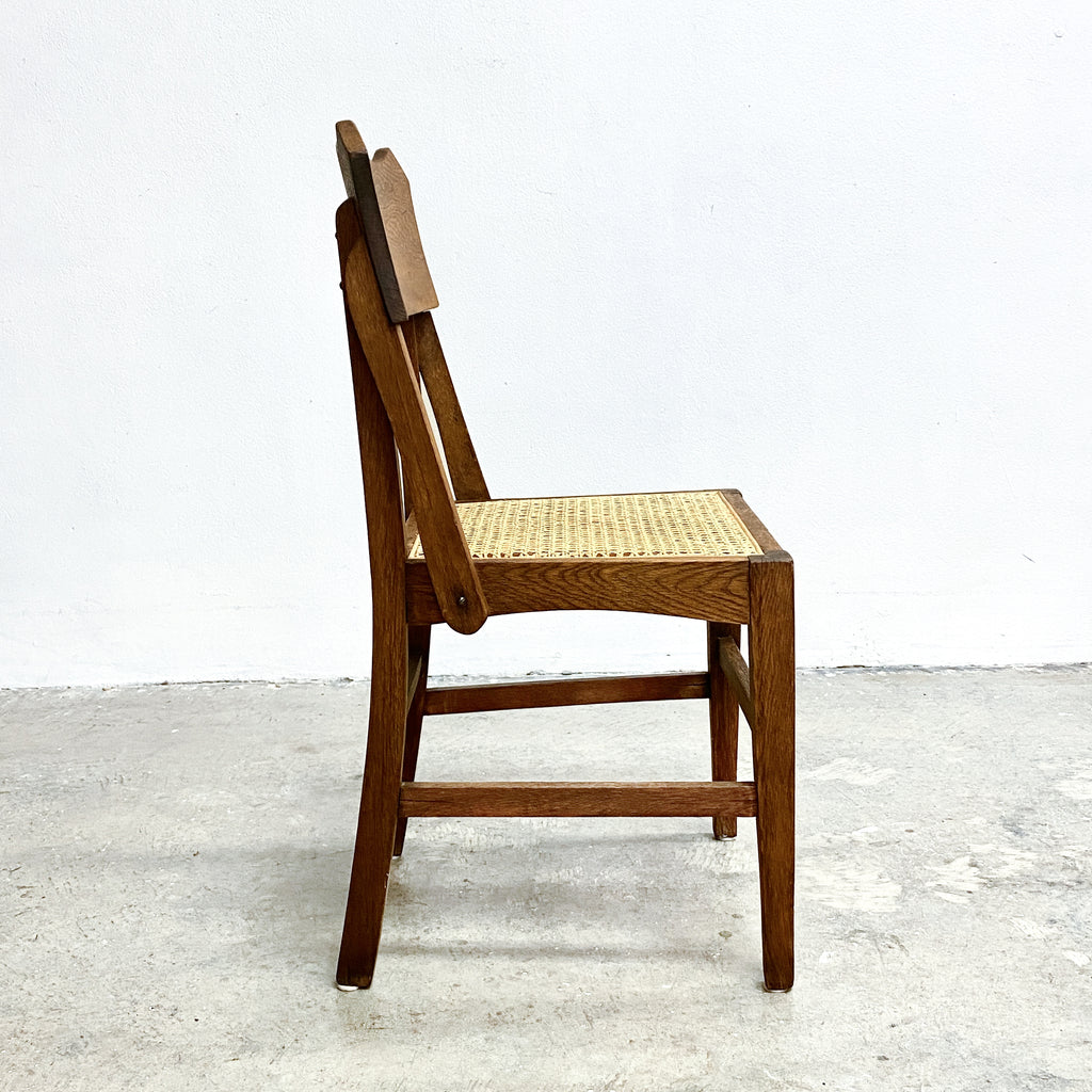 Unique Rare Pair Of European Oak Dining Chairs