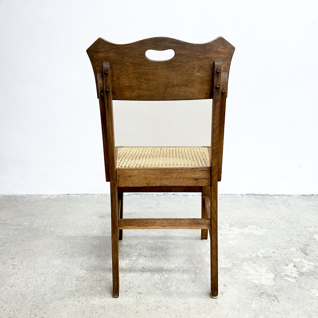 Unique Rare Pair Of European Oak Dining Chairs